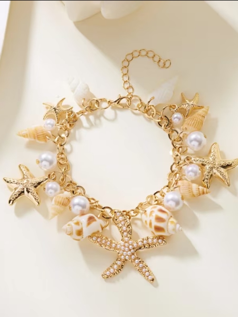 NEW! Starfish & Seashell Charm Bracelet with beads. 🐚 B2-85